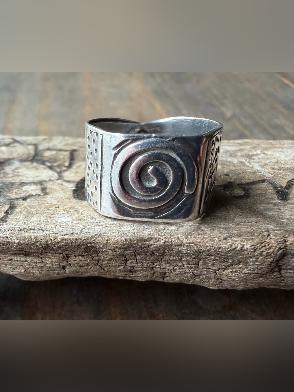 Sterling Tone Spiral Pattern Ring